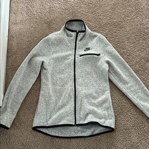 Nike Women's Light Heather Gray Full-Zip Utility Fleece Jacket with Black Trim